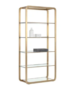 Ambretta Large Freestanding Bookcase – 5-Tier Open Shelving Unit in Walnut Finish for Living Room or Office