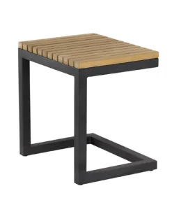 Geneve C-Shaped End Table in Matte Black Metal – Space-Saving Accent Table for Sofa or Bedside