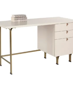 Celine Sleek Home Office Desk – Contemporary Workstation with Drawer Storage in Matte Cream