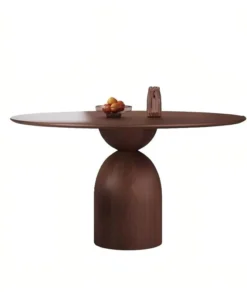 Marino Round Dining Table – Mid-Century Style Pedestal Table in Walnut Wood for Small Spaces