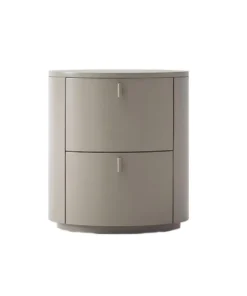 Cream Cylinder Nightstand – Modern Round Bedside Table with Storage in Matte Cream Finish